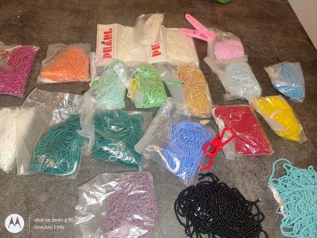 Different Colors Of Seed Beads Entire Hanks Plus A Few Pearl Type Beads