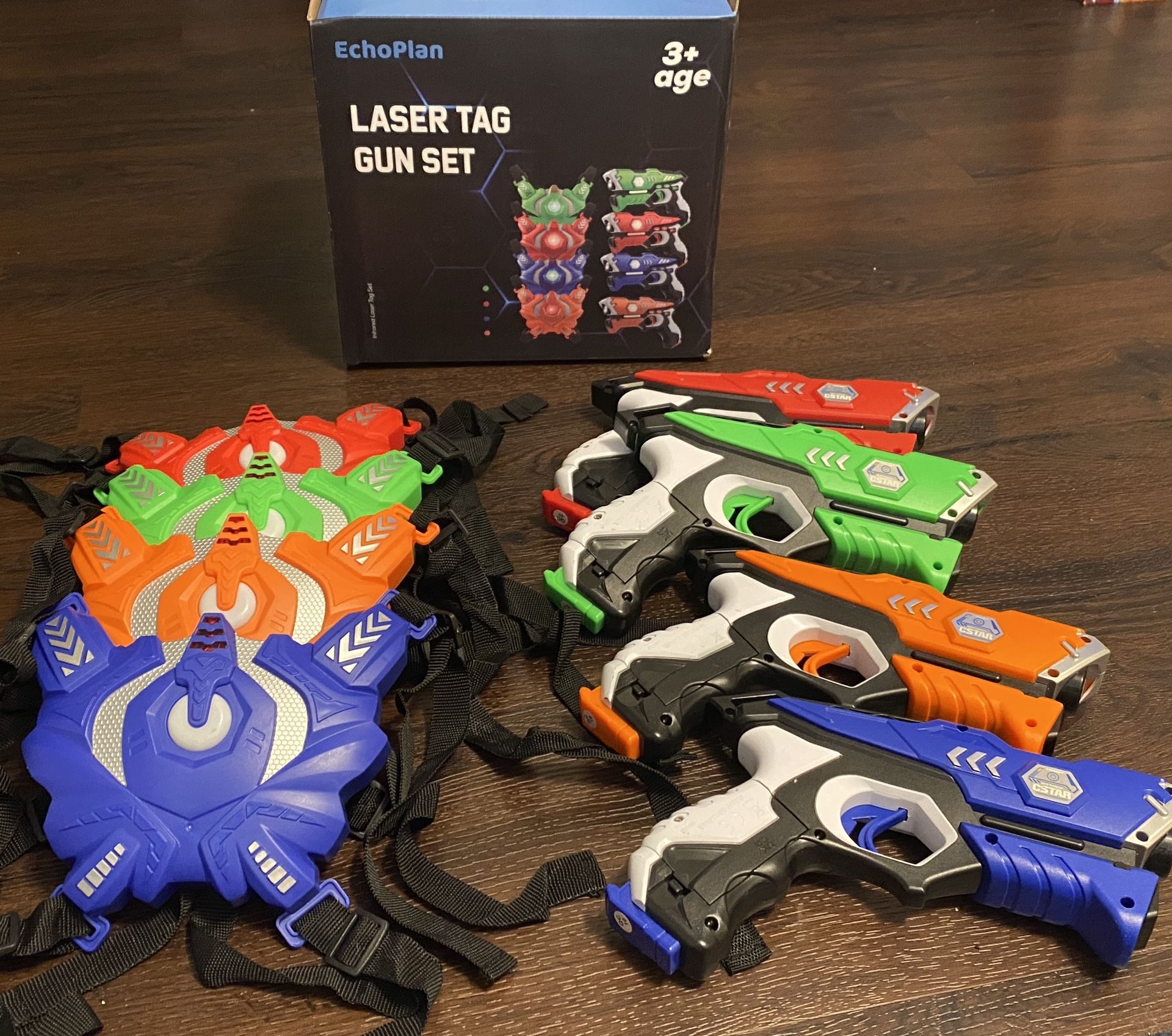 Laser Tag Set of 4 Lasers plus 4 Vests (2 sets available)