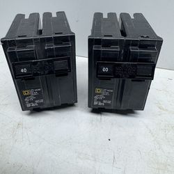 New SquareD 40A & 60A Circuit Breakers. $20 Takes Both. Must Pick Up