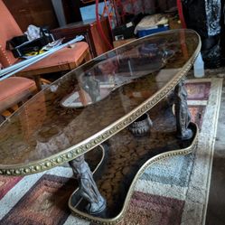 Glass Coffee Table w/ Goddess Table Legs