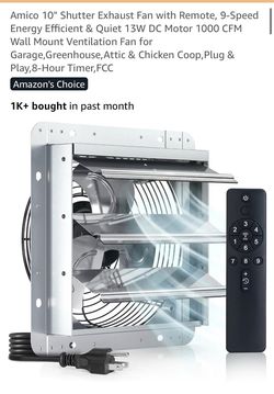 AMICO new 10” shutter exhaust fan W remote