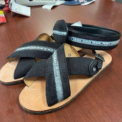 Huaraches y cinturón de piel original perla completa para hombre