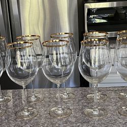 Wine Glasses with Gold Rim