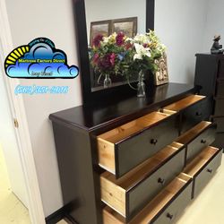 Heavy Duty Pinewood 6 Drawer Chest And Mirror 🚚