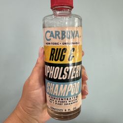 VINTAGE CARBONA RUG AND UPHOLSTERY SHAMPOO  BOTTLE 8 OZ JAR 1960s