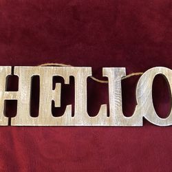 Wood HELLO Decorative Sign Wall Hanging Cutout Word Home Decor