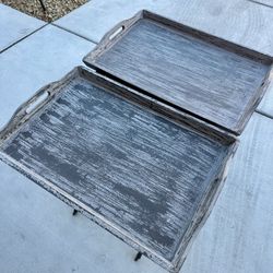 Two Large Rustic Serving Trays 