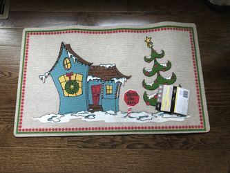 Holiday outdoor doormat - snowy cottage