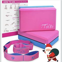 Yoga Blocks 2 Pcs With Strap Non Slip Foam Pilates Blocks For Home Workout Dance Ballet Gymnastics Stretching Exercise