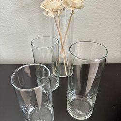 4 Glass Cylinder Vases