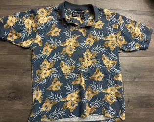Vintage Ocean Pacific OP Sport Surf Polo Shirt Floral Heavyweight Large Hawaii
