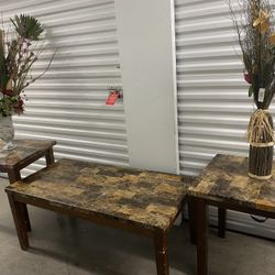 Faux Marble Coffee & 2 End Tables Set