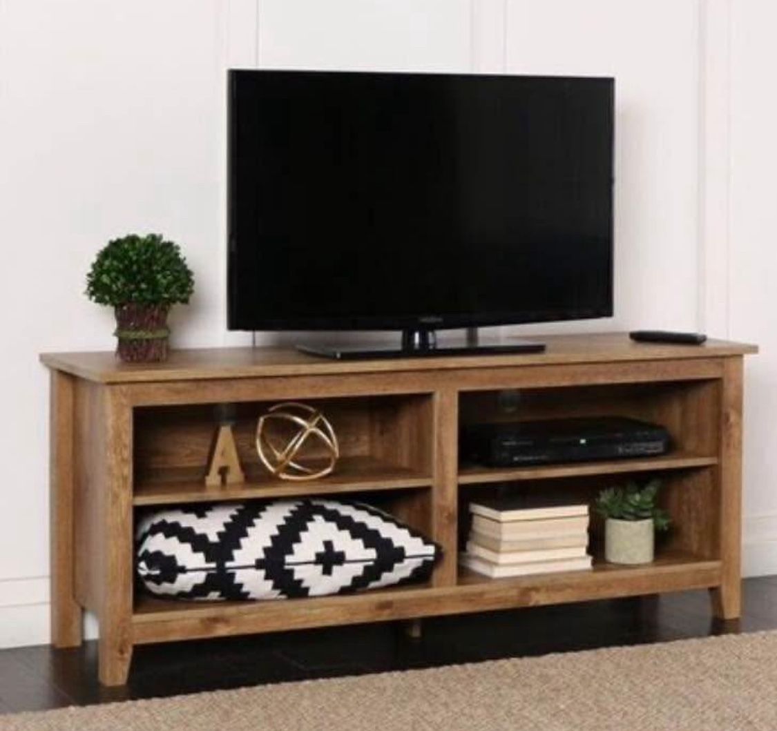 New Rustic Barnwood Finish Storage Console TV Stand for 60” TV