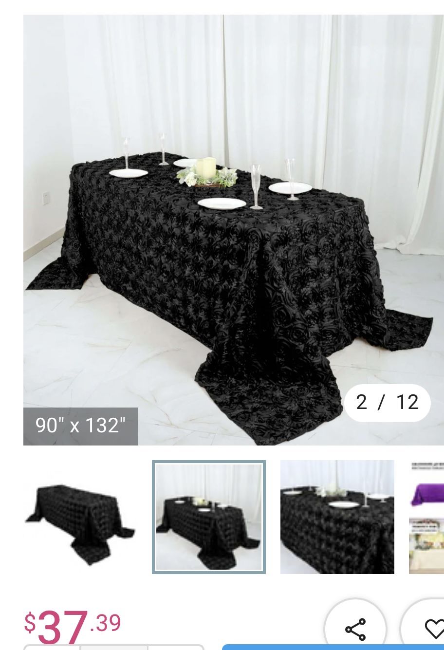 Black Rosette Tablecloth