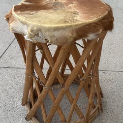 Vintage cowhide stool/ ottoman