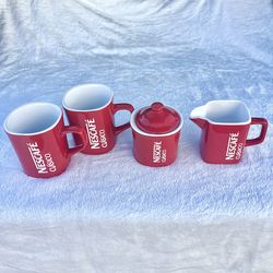 Nescafe Clasico Ceramic Coffee, Cream and Sugar Set Red