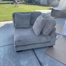 Upholstered Oversized Corner Chair Light Coffe