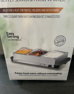 Buffet server, Food warmer, food serving trays three tray warmer