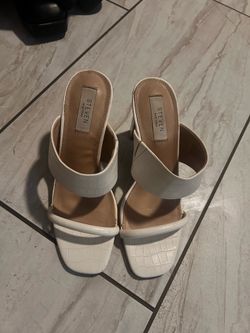 White chunky heels