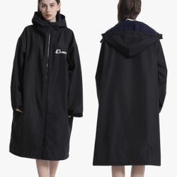 Oksun Oversized Swim Parka – Fleece Lined (L–XL, Black)