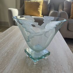 Robert Guenther Signed Art Glass Footed Vase – Hand Blown Sculptural Glass