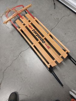 Torpedo Fast Track Snow Sled - Wood & Metal Construction 