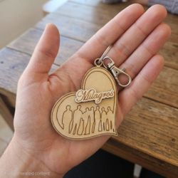 Personalized BTS Heart Keychain | Custom BTS Fan Gift | Engraved Wooden Keychain with Name
