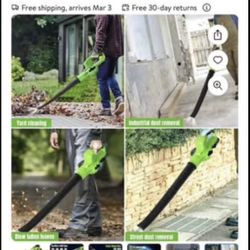 3000W Cordless Electric Air Blower Leaf Snow Blower Dust Collector Sweeper Adjustable Speeds Garden