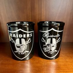 2pc Las Vegas Raiders Couple Mugs - Silver & Black Raider & Raiderette