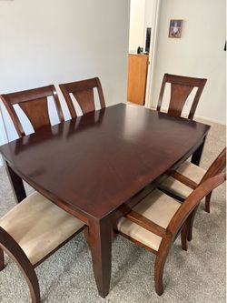 Dining table and chairs cherry oak