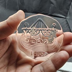Viking Ship Crystal Clear Paperweight Sun Catcher 