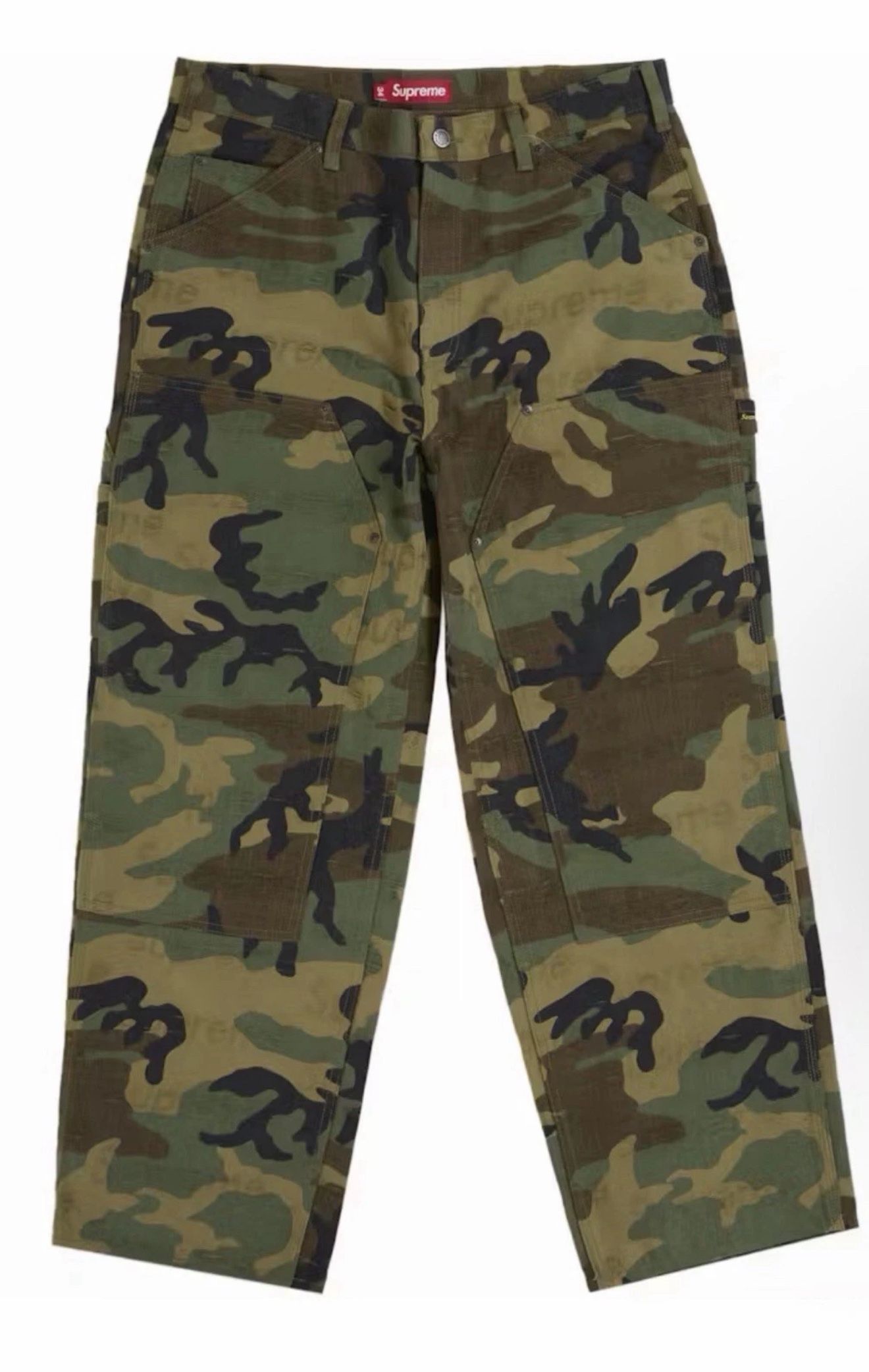 Supreme Jacquard Logos Double Knee Pants | Woodland Camo Size 32