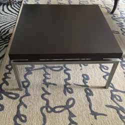 30” Square X 16” High Wood Veneer End Table with Metal Base