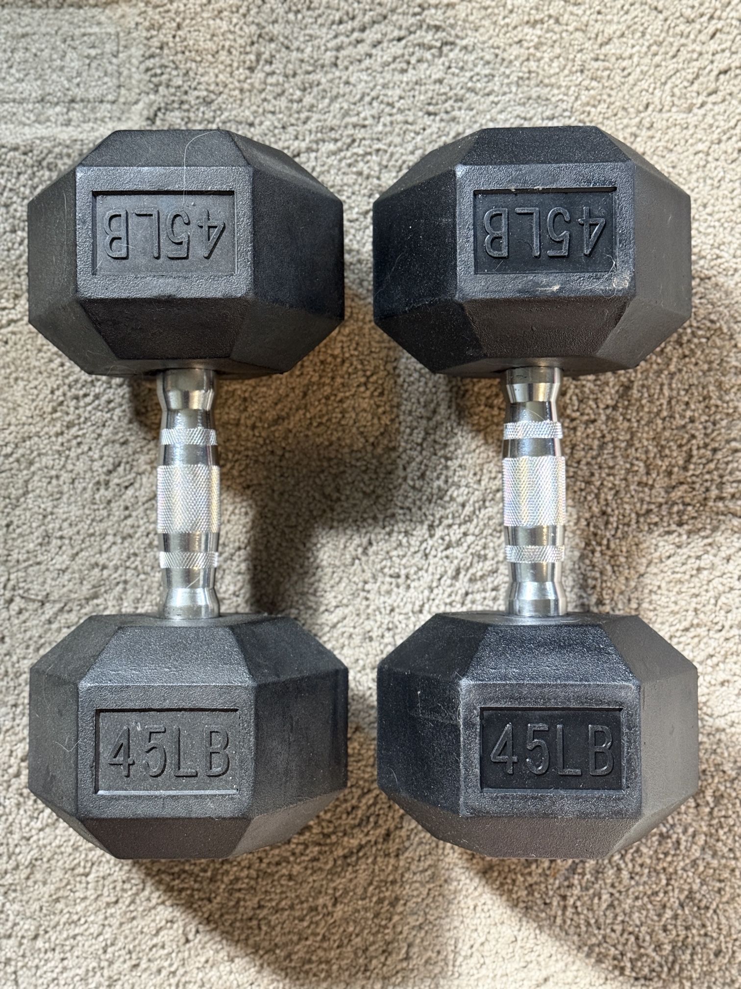 45 lb Rubber Hex Dumbbell