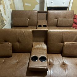 Like New Futons Brown Leather 2 For 85 Each 170 Total