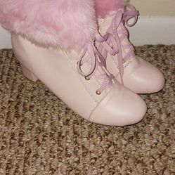 Pink Fur Shorty Boots Women's 11
