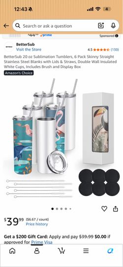 BetterSub 20 oz Sublimation Tumblers 6-Pack