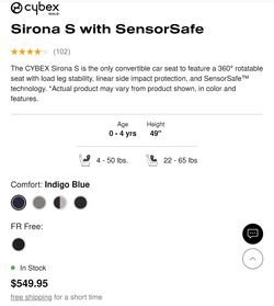 Sirona S SensorSafe - Indigo Blue