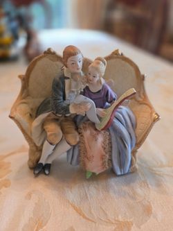 Vintage Norleans Japan - Seated Couple Playing Music Figurine