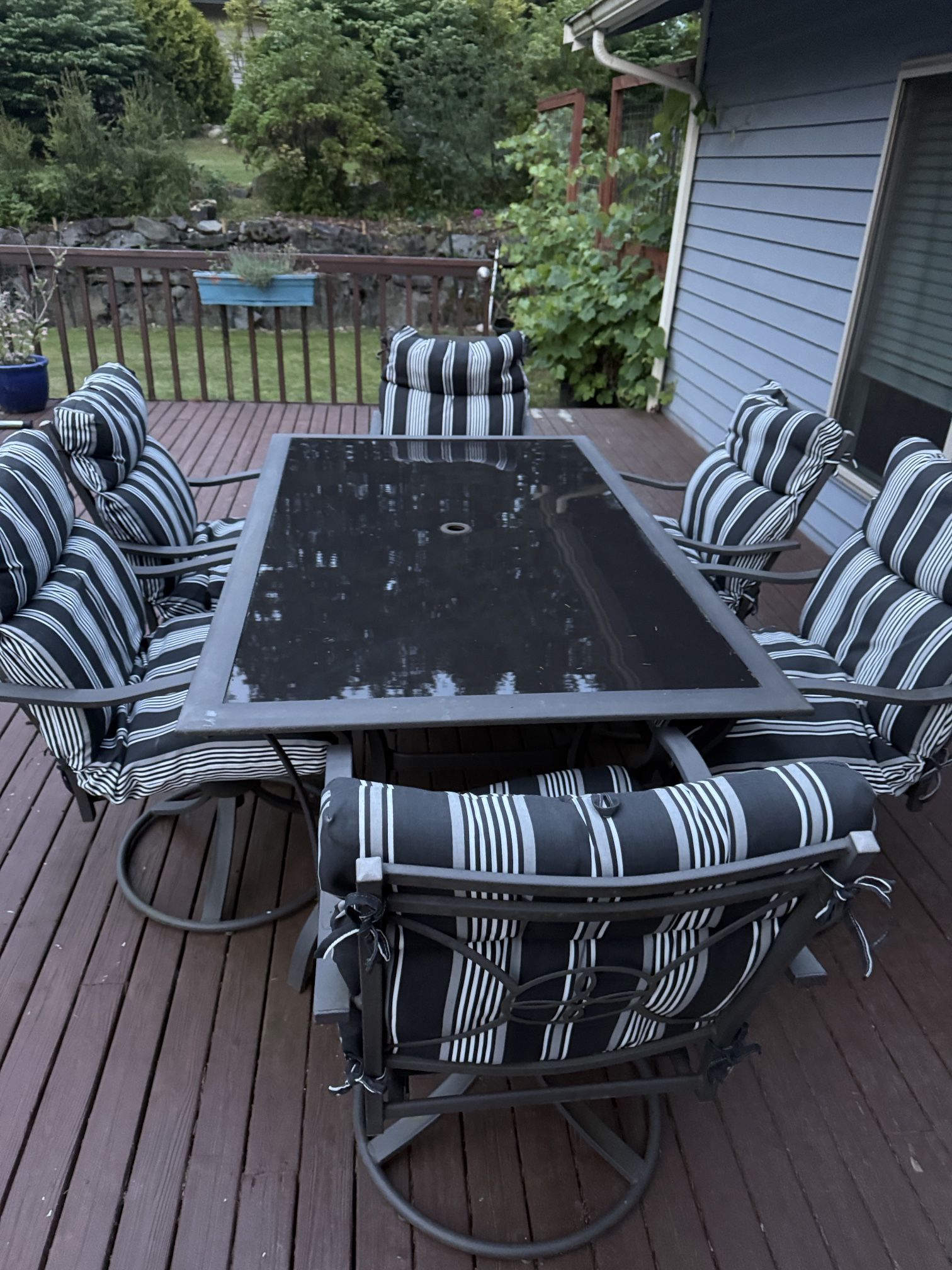 PENDING Outdoor Table And Six Chairs With Cushions