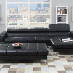 Black Sectional Just In (Ottoman Not Included)