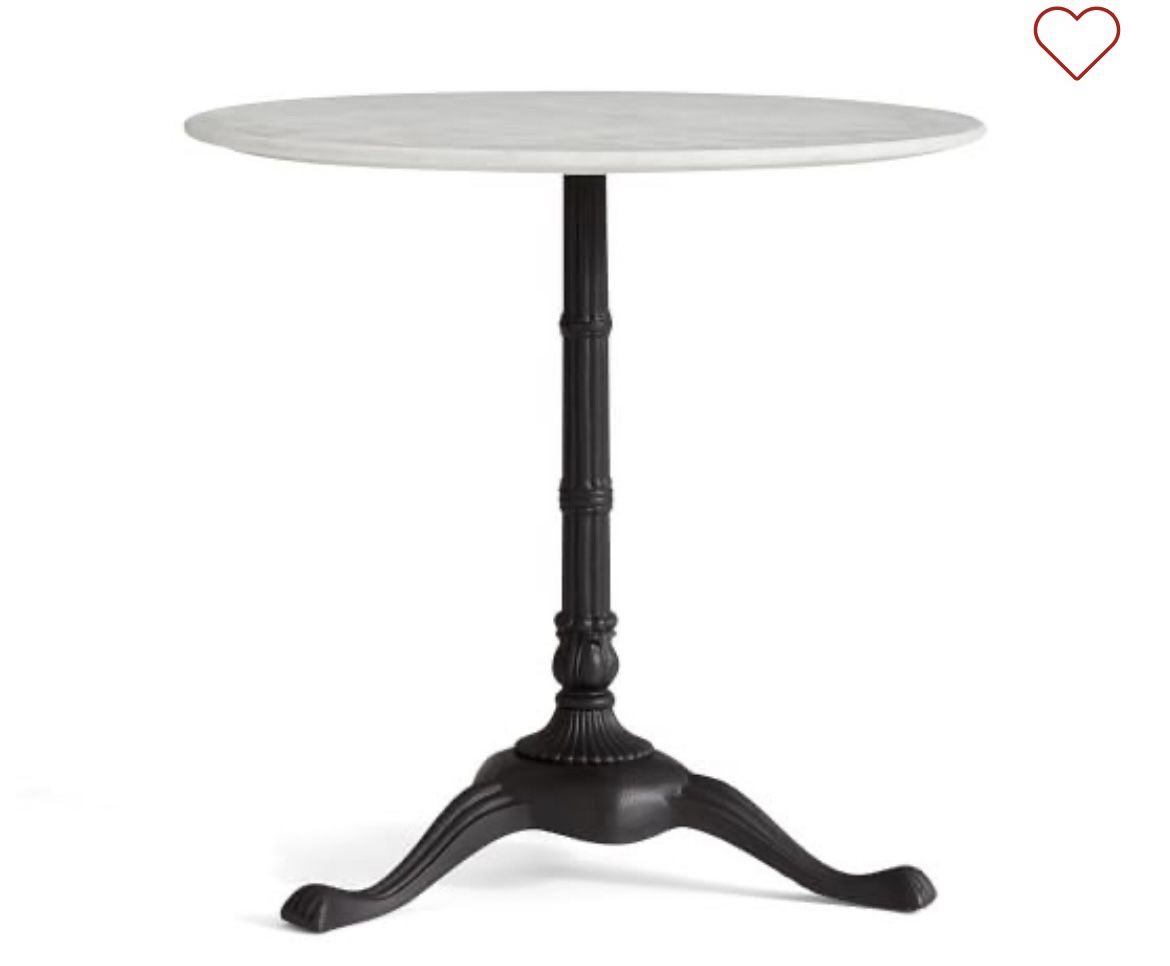 Round White Marble Pedestal Bistro Dining Kitchen Table