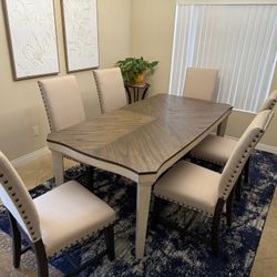 Beautiful Brand New Two-Tone Dining Table And 6 Chairs 