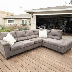 Delivery Available! Gray Sectional Couch Sofa Chaise Foot Rest Ottoman 