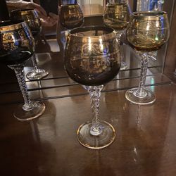 6 Italian Cristalleria 7”wine Glasses