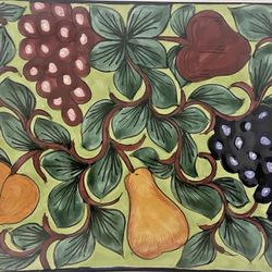 15-3/4” Authentic Talavera Wall Platter Signed A. Venegas Mexican Kitchen Decor Fruit Art