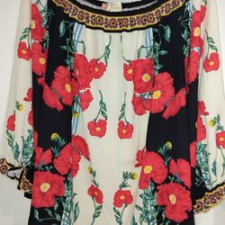 Flying Tomato 1X Off The Shoulder Floral Women Blouse 