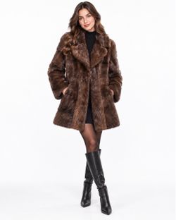 Brown Faux Fur Women's Coat