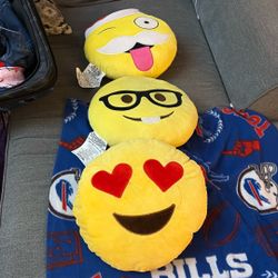 Three Emoji Circle Pillows