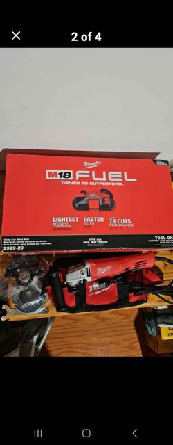 Milwaukee M18 'Fuel' deep cut band saw, corded electric 11amp 4 1/2" angle grinder